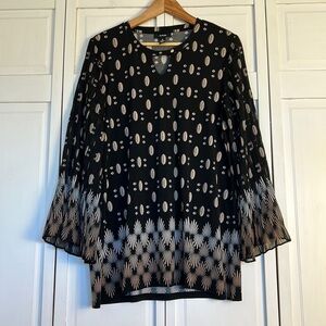 Alfani Chiffon Bell Sleeve Longline Tunic Blouse EUC Size: M